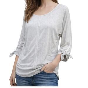Max Studio Weekend‎ French Terry Tunic Top Womens M Gray Tie Sleeve Relaxed